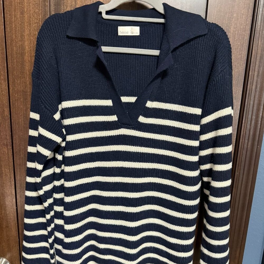 Women's Becool Boutique Collared Sweater - L